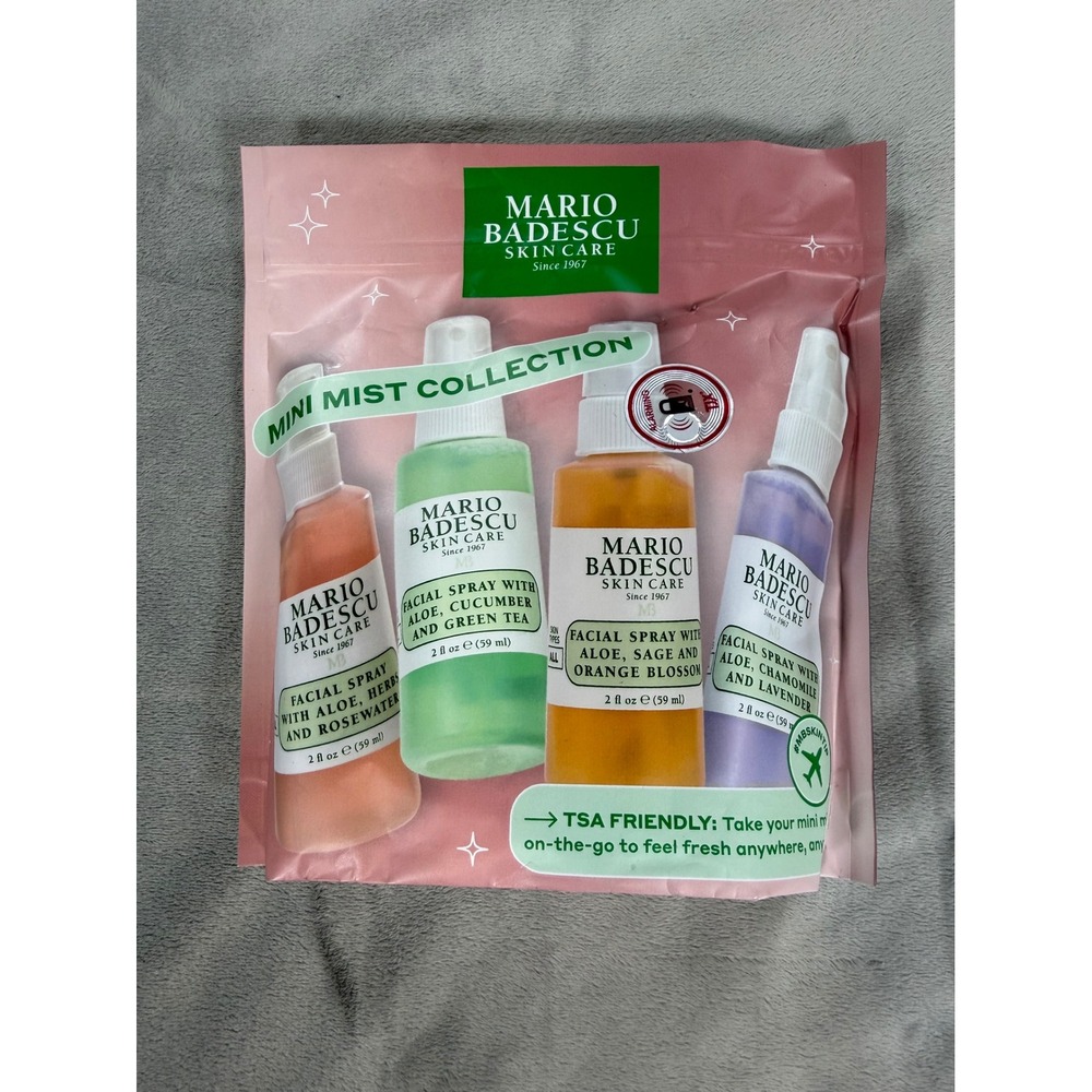 Mario Badescu Skin Care Mini Mist Facial Spray Collection 4 Bottles 2Fl oz Each